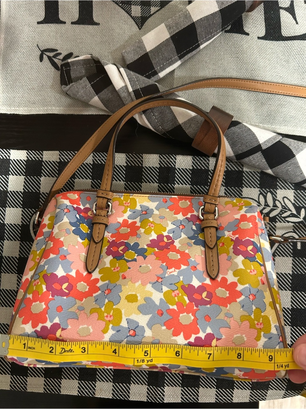 Coach Peyton Floral Bennett Leather Mini Satchel in Multi Pink Coral Like New! - Picture 7 of 16